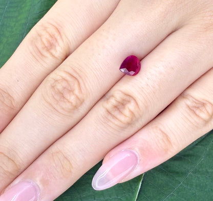 Pinkish Red Ruby Pear 1.39 Ct