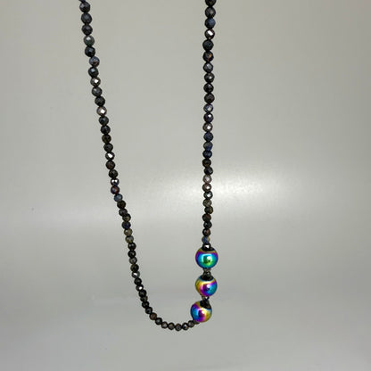 Fine Sapphire & Hematite gemstone bead Necklace