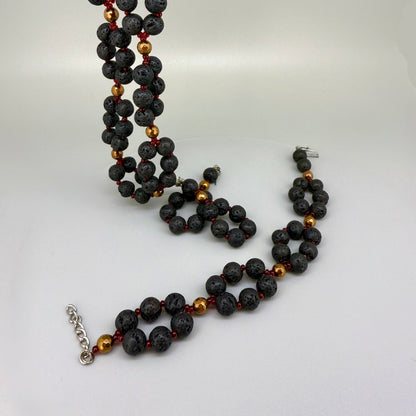 Lava Stone Jewelry Set - Necklace, Bracelet & Earrings