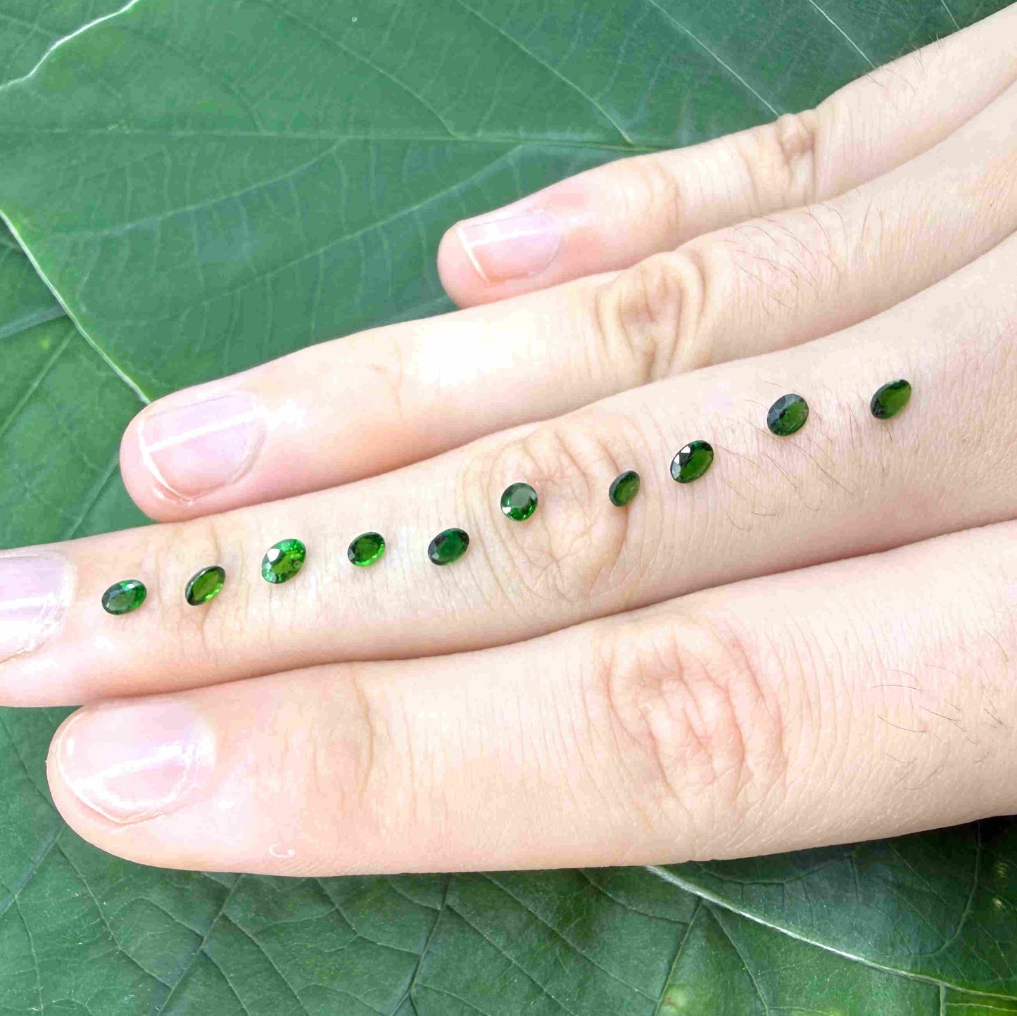 Lot of natural vibrant-green diopside stones, trillion cut, total weight 1.6 ct.