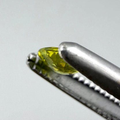 0.18 ct natural yellow sapphire from Bangkaja, round cut.