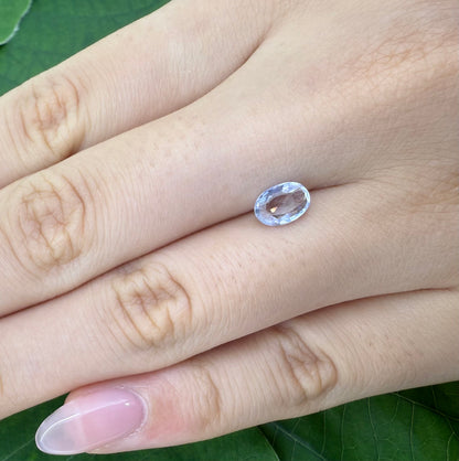 Very Pale Blue Sapphire Oval 1.07 Ct