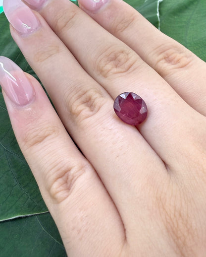 Pinkish Purplish Red Ruby Oval 3.7 Ct