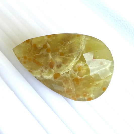 Huge Bi-Color (Yellow Hues w. Orange Spots) Prasopal Pear 47.2 Ct