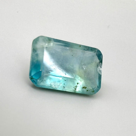 Big Bi-Color (Turquoise Yellow) Fluorite Emerald Cut 16.4 Ct
