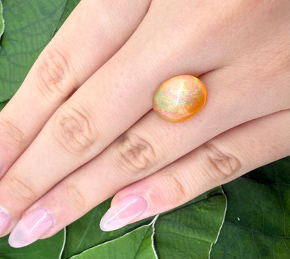 Multi-Color (Orange, Green, Yellow) ‘Play-of-Color’ Opal Cabochon 4.76 Ct