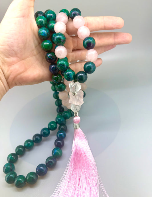 Chrysocolla Rose-Quartz Mala
