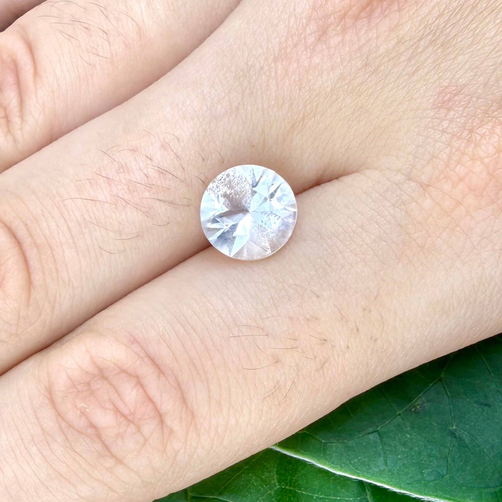 2.54 ct natural white quartz from Africa, round cut.