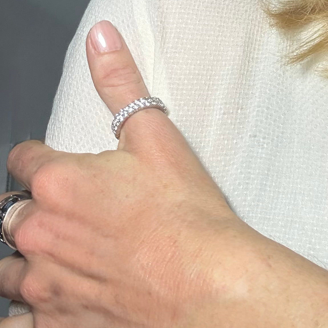 White gold plated silver ring cubic zirconia