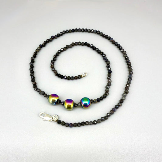 Fine Sapphire & Hematite gemstone bead Necklace