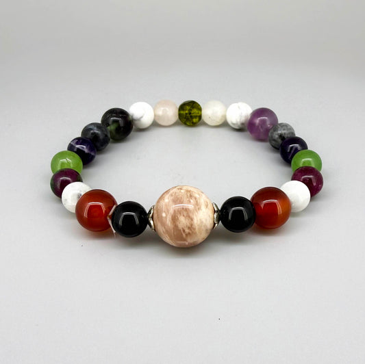 Birthday Bracelets made of natural gemstones, seven designs for each day of the week, handmade spiritual jewelry.