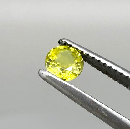 Round lemon yellow sapphire from Bangkaja, Thailand with bright vivid color and excellent brilliance.
