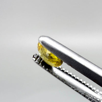 Round golden yellow sapphire from Bangkaja, Thailand with bright natural color and lively brilliance.