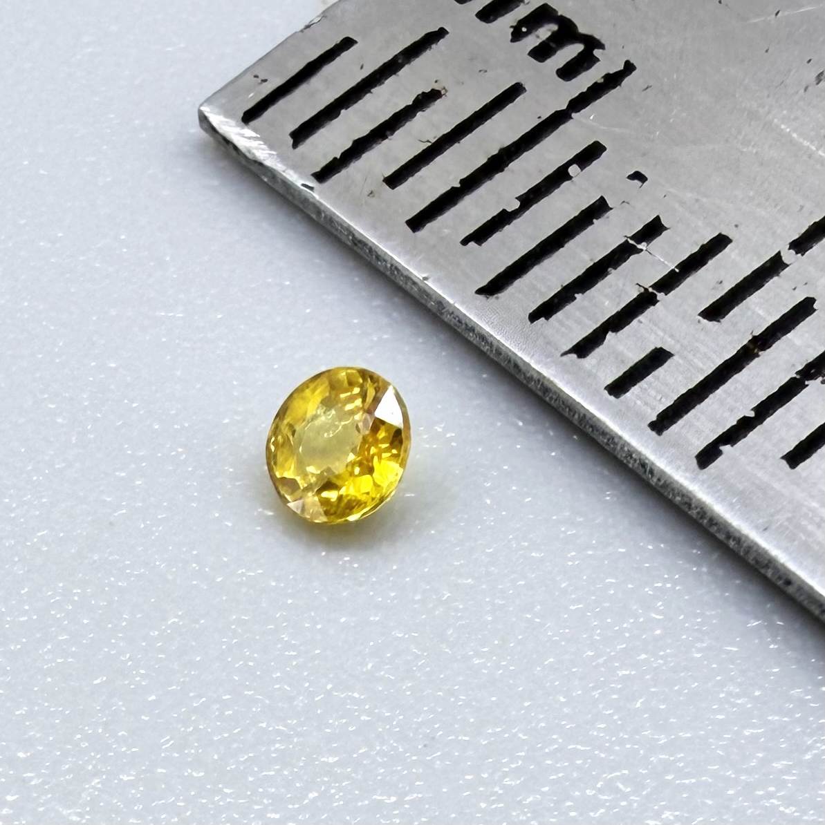 Round rich golden yellow sapphire from Bangkaja, Thailand with warm tone and strong natural brilliance.