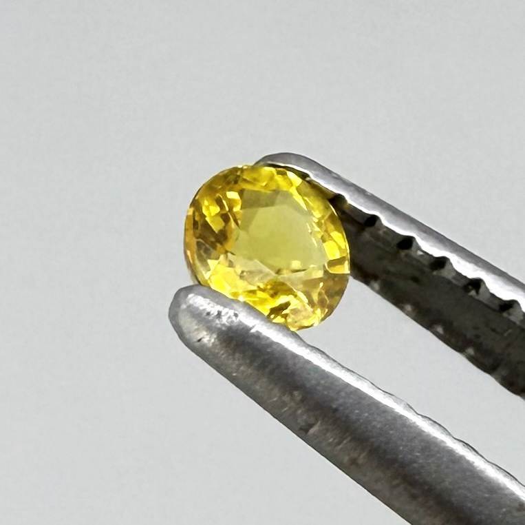 Round rich golden yellow sapphire from Bangkaja, Thailand with warm tone and strong natural brilliance.