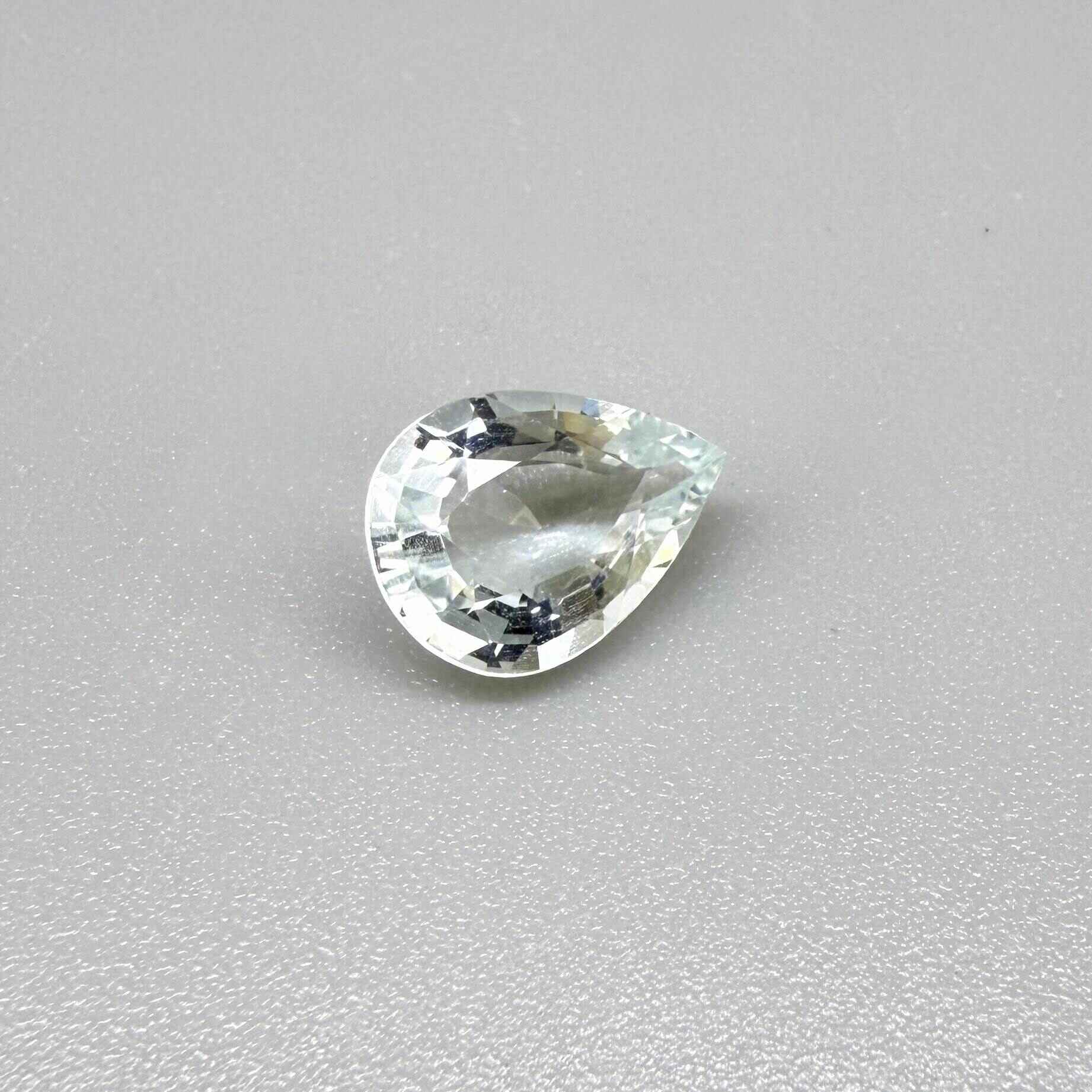 Natural Pale Blue Aquamarine gemstone, pear cut