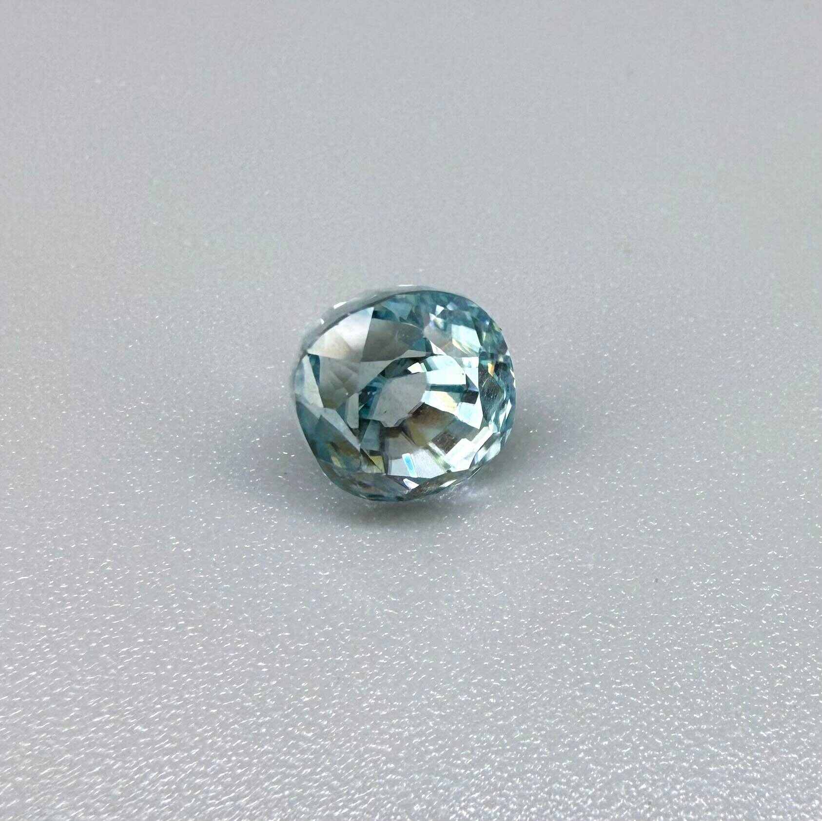 Natural Blue Zircon gemstone, round
