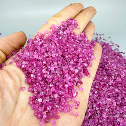Natural pink ruby rough stones sold as a lot, untreated vivid pink corundum in raw form