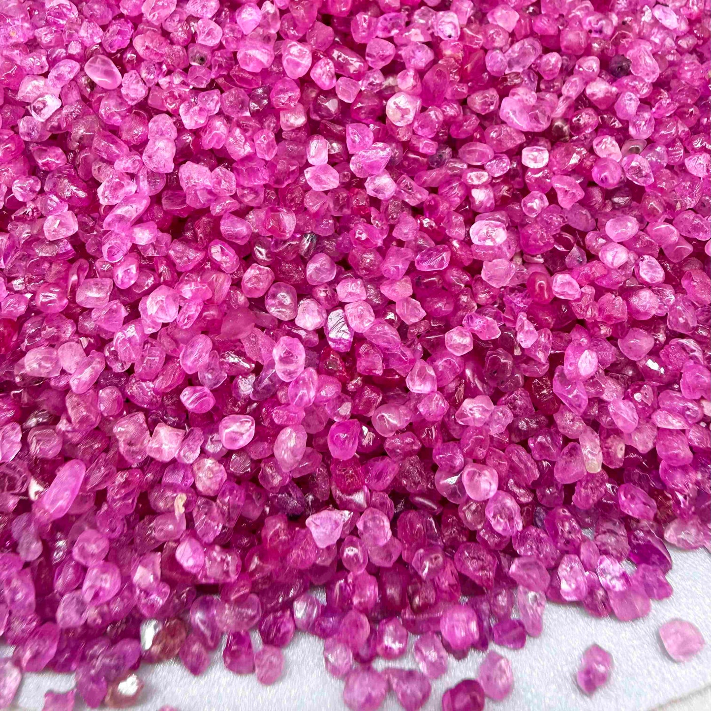 Natural pink ruby rough stones sold as a lot, untreated vivid pink corundum in raw form