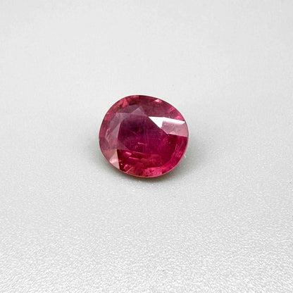 Natural Ruby 4.91 ct from Mozambique – treated oval faceted gemstone with vivid pinkish-red color