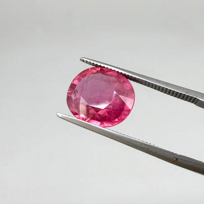 Natural Ruby 4.91 ct from Mozambique – treated oval faceted gemstone with vivid pinkish-red color