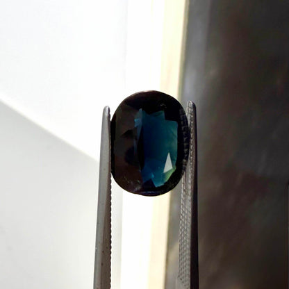 Natural heated dark blue Laos sapphire weighing 3.65 ct, oval cut with eye-clean clarity and a rich deep blue colour.