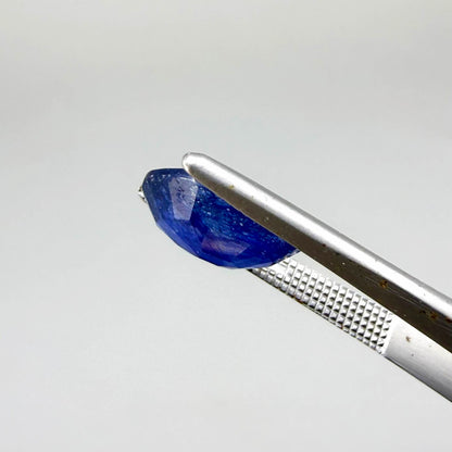 Large natural enhanced deep blue sapphire matching pair 7.71 ct oval faceted gemstones for earrings
