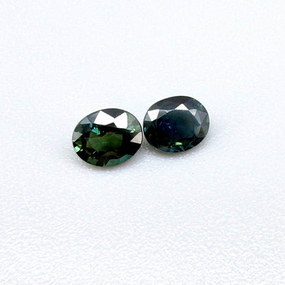 0.92 ct natural heated teal Laos sapphire matching pair with oval faceted cut for custom earrings