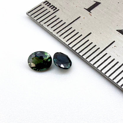 0.92 ct natural heated teal Laos sapphire matching pair with oval faceted cut for custom earrings