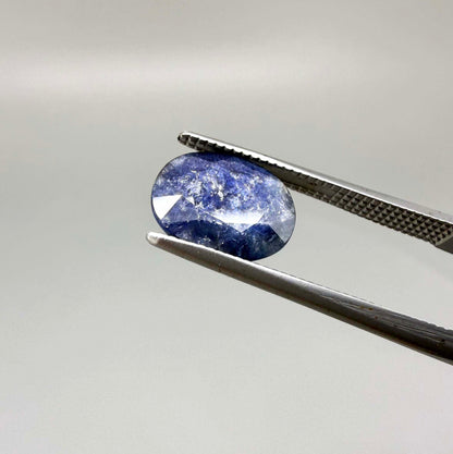 2.37 ct natural heated Bangkaja sapphire from Thailand with oval faceted cut and distinctive silky sheen