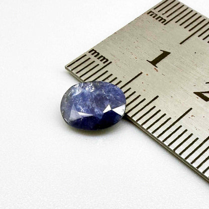 2.37 ct natural heated Bangkaja sapphire from Thailand with oval faceted cut and distinctive silky sheen
