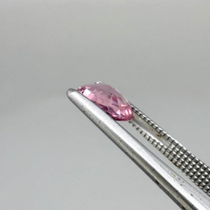 Natural untreated pink tourmaline, 0.95 ct oval cut from Nigeria with bright pink colour, eye-clean clarity and excellent brilliance.