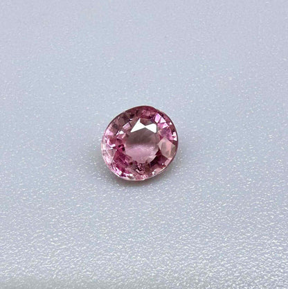 Natural untreated pink tourmaline, 0.67 ct oval cut from Nigeria with soft pink colour, eye-clean clarity and excellent brilliance.