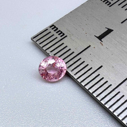 Natural untreated pink tourmaline, 0.52 ct oval cut from Nigeria with soft pink colour, eye-clean clarity and excellent brilliance.