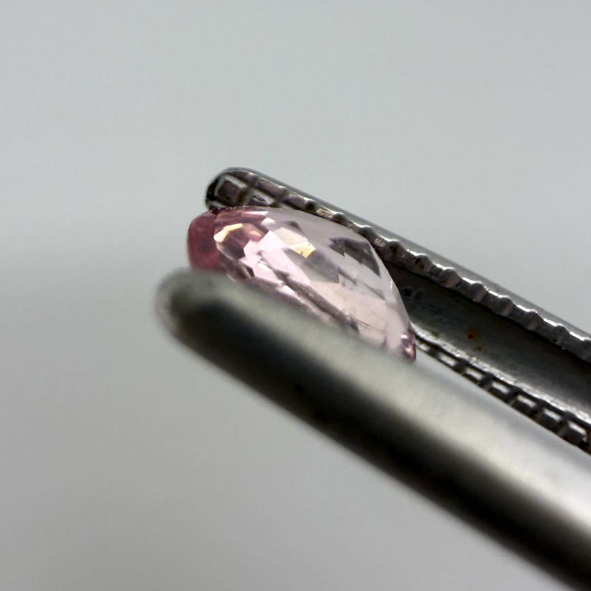 Natural untreated pink tourmaline, 0.37 ct oval cut from Nigeria with soft pink colour, eye-clean clarity and excellent brilliance.
