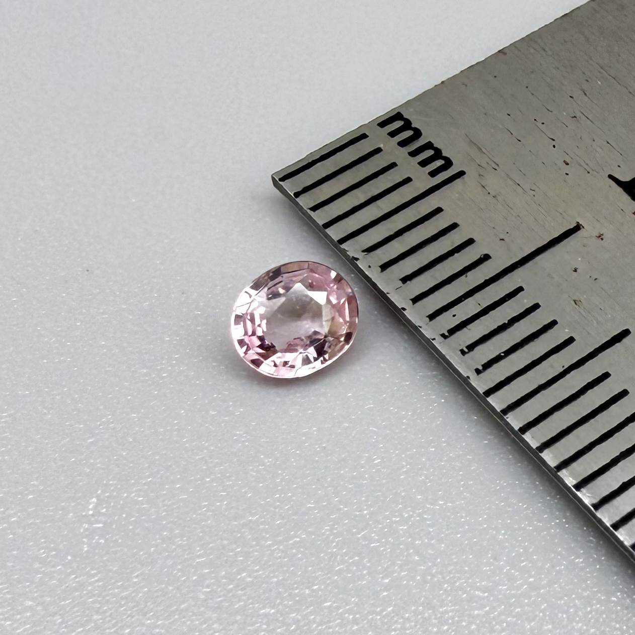 Natural untreated pink tourmaline, 0.37 ct oval cut from Nigeria with soft pink colour, eye-clean clarity and excellent brilliance.