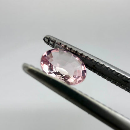 Natural untreated pink tourmaline, 0.37 ct oval cut from Nigeria with soft pink colour, eye-clean clarity and excellent brilliance.