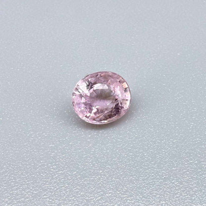Natural untreated pink tourmaline, 0.75 ct oval cut from Nigeria with soft pink colour, eye-clean clarity and excellent brilliance.