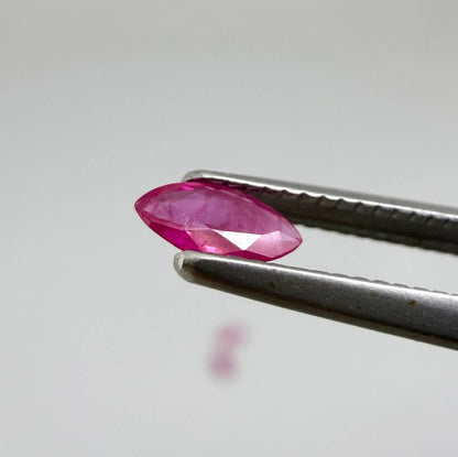 Three marquise-cut pink-red ruby, eye-clean to slightly silky appearance with fine inclusions