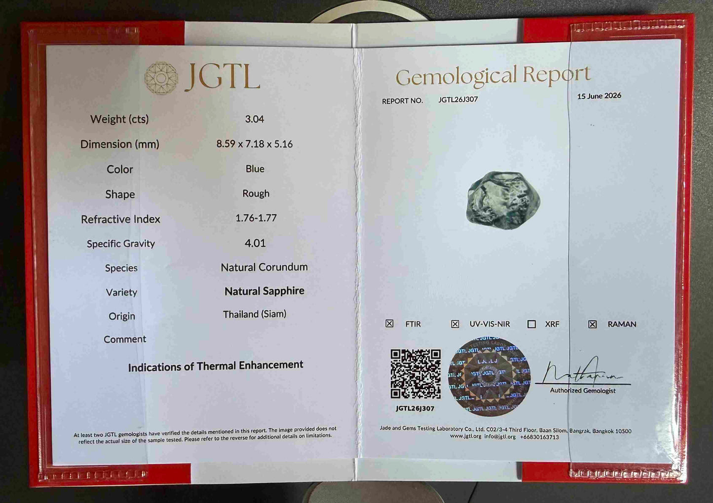 Blue Sapphire Rough - 3.04 ct (R16/7)
