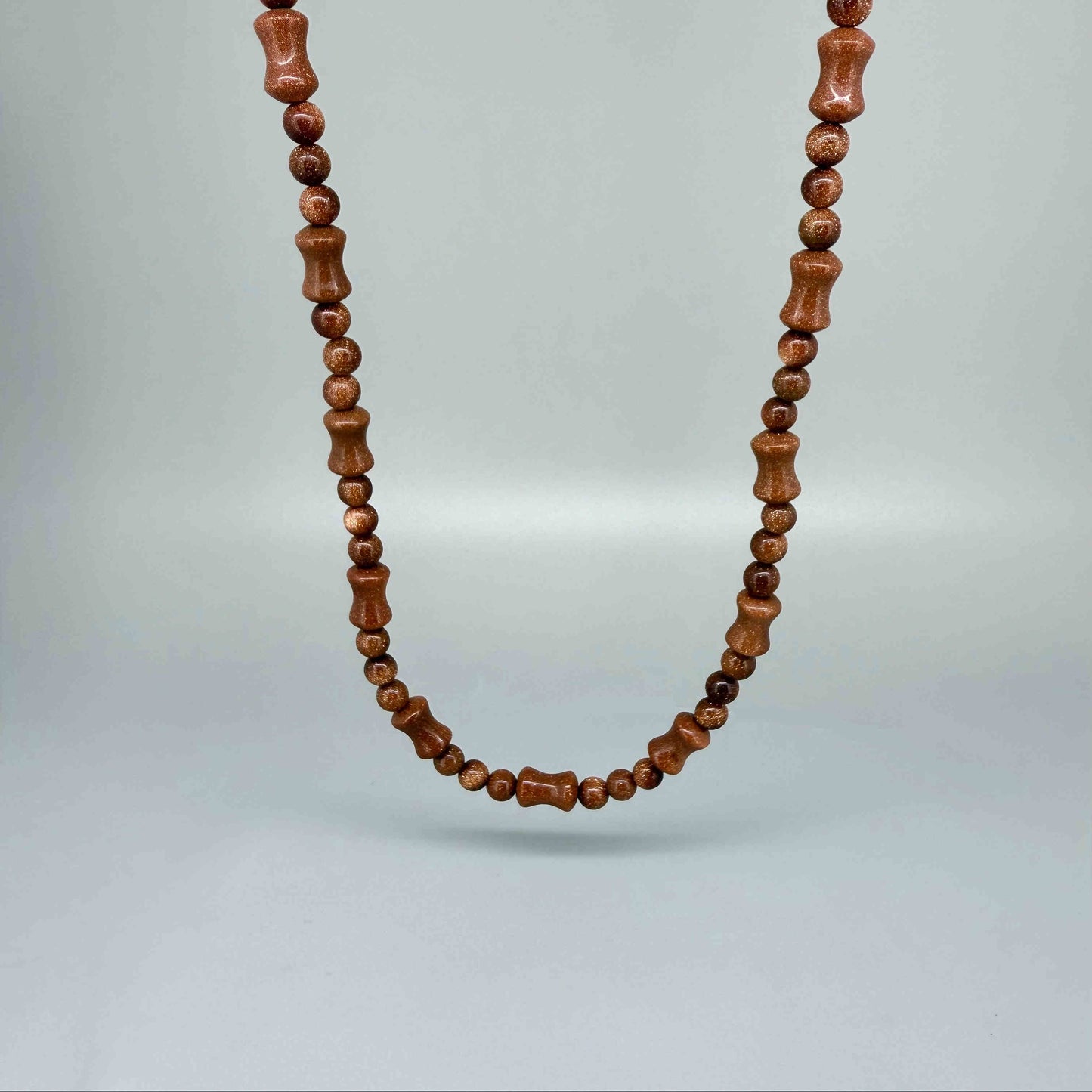Goldstone necklace in warm brown tones, 50 cm