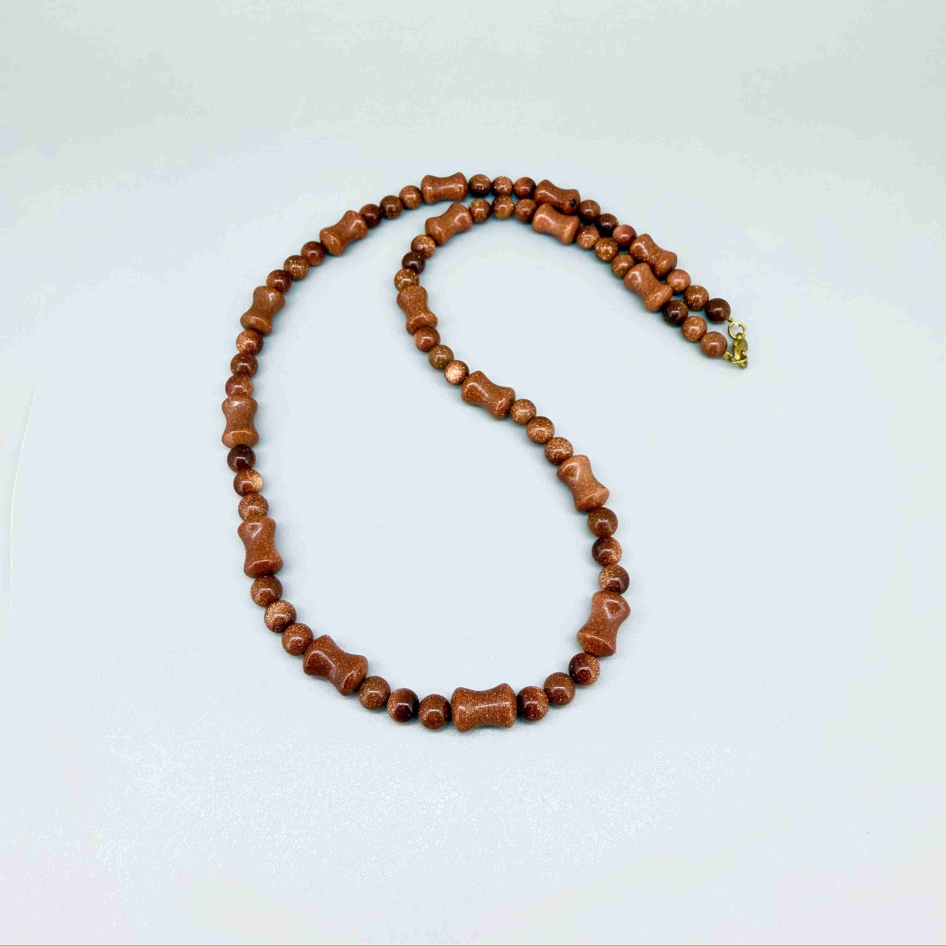Goldstone necklace in warm brown tones, 50 cm