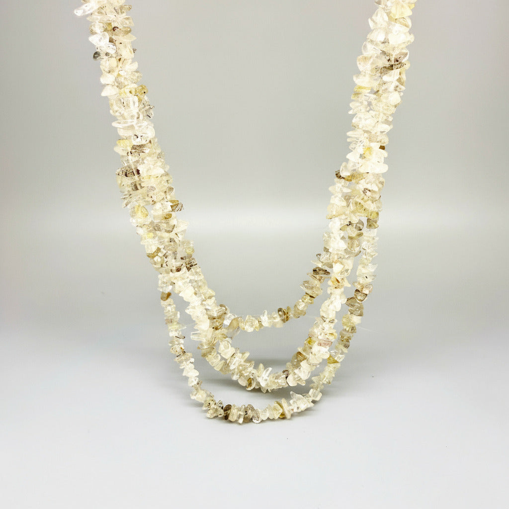 Multi-strand golden rutilated quartz chip necklace, 60 cm / 23.6 in.