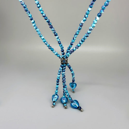 Turquoise jasper necklace with cascading drops, 50 cm / 19.7 in.