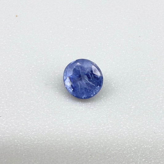 0.52 ct natural sky-blue sapphire, round cut.
