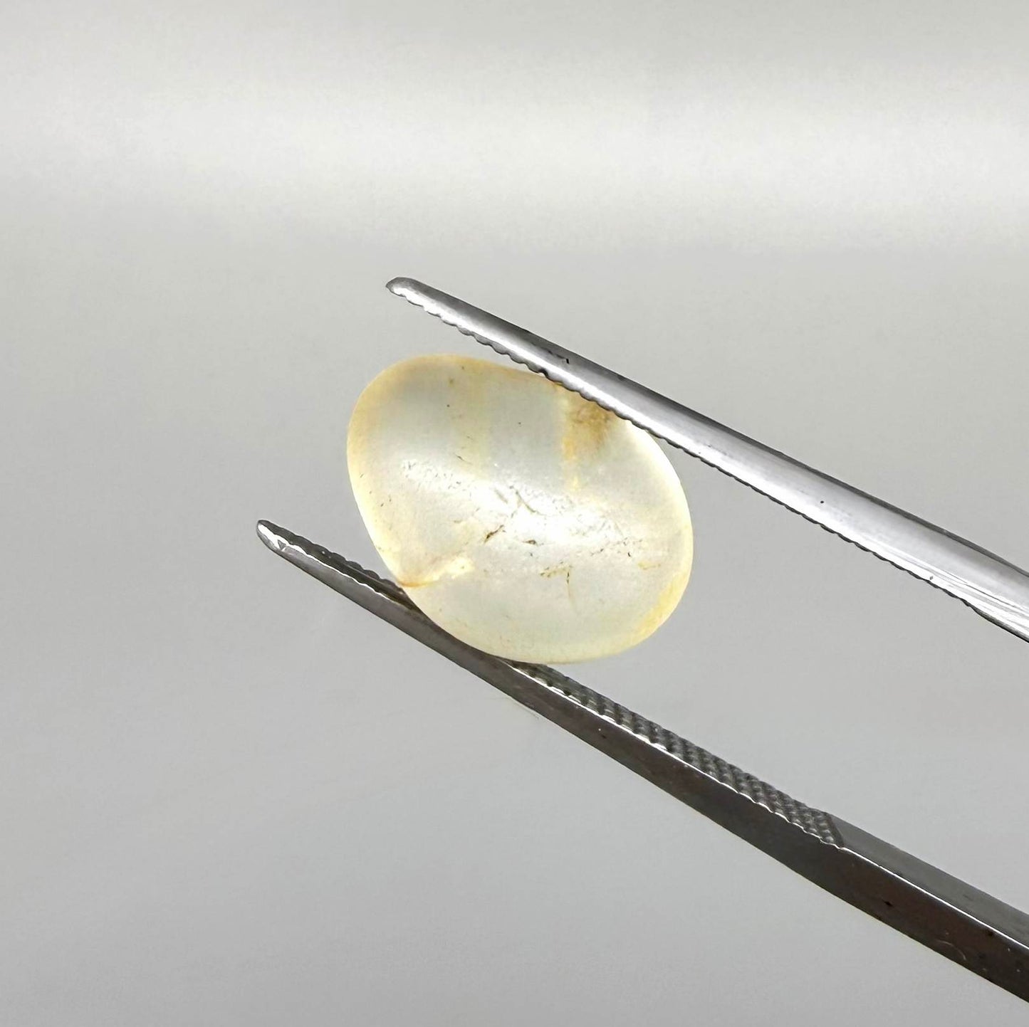 Natural champagne-gold topaz rough with warm golden tones, uncut and untreated, photographed on neutral background.