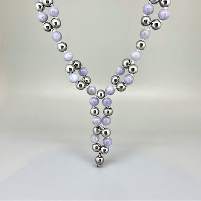 Aquamarine & Hematite Beaded Necklace