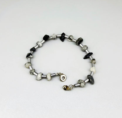 Rutilated quartz and hematite jewelry set with 52 cm necklace and 20 cm bracelet