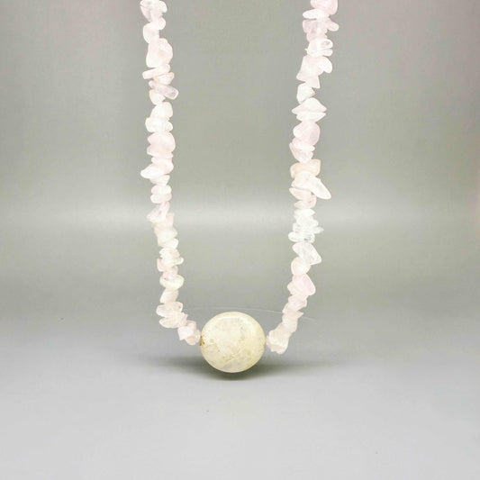 Rose Quartz & Agate Beaded Necklace