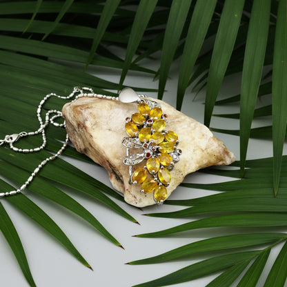 White Gold plated Silver Pendant with Fancy Sapphires